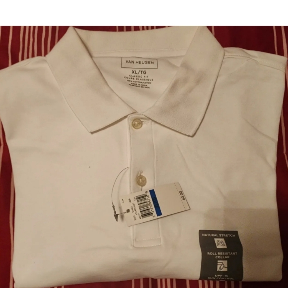 Van Heusen Men's XL White Polo Shirt NWT